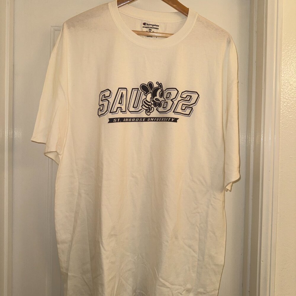 Champion St. Ambrose University “SAU ’32” T-Shirt – White, Size 2XL